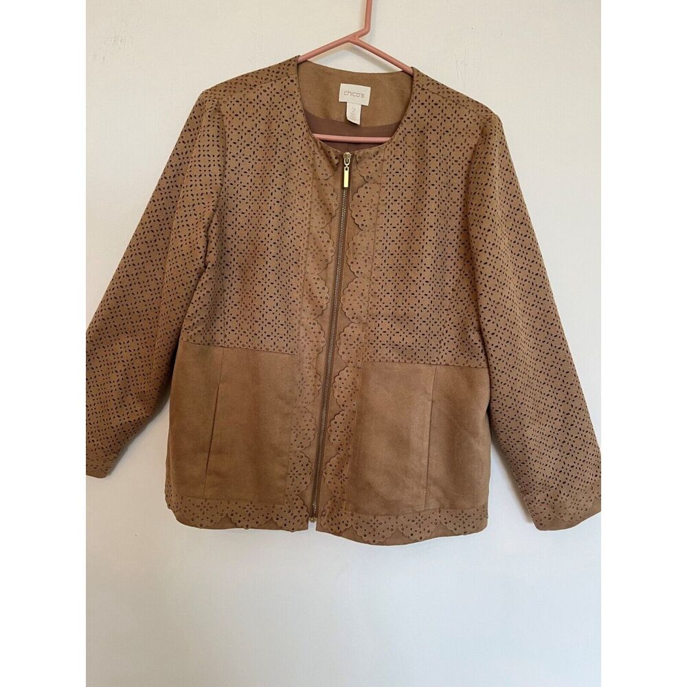 Womens Jacket 12L Faux Suede Vegan Perforated Minimalist
